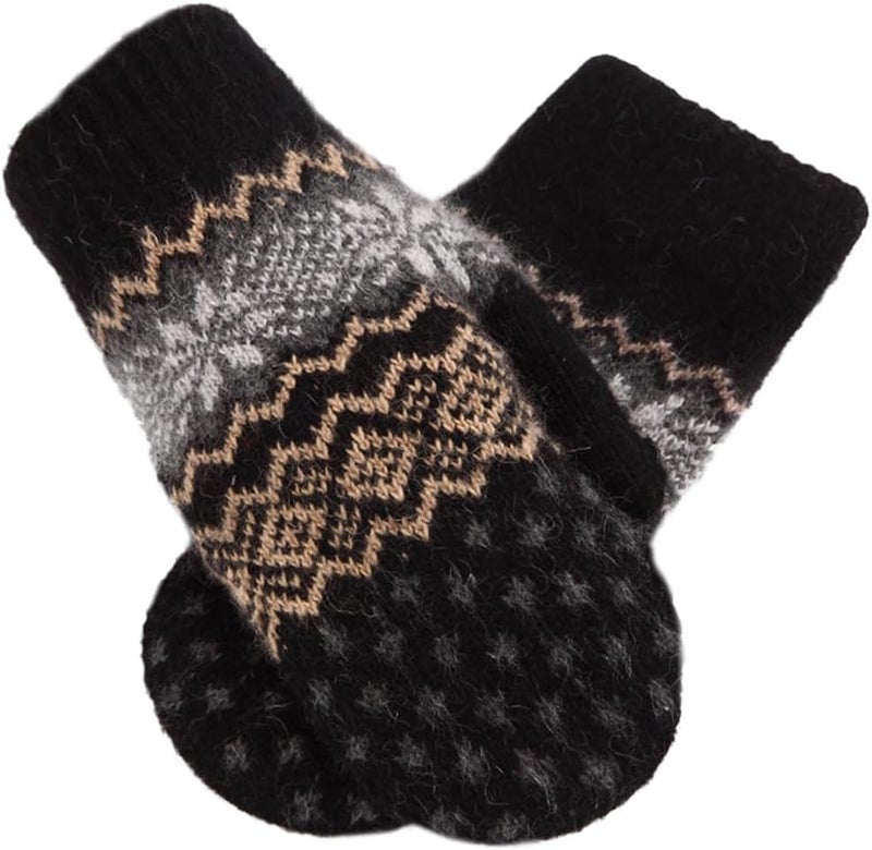 Eohak Winter Warm Mittens for Women Men Snowflake Mittens Soft Fleece Wool Gloves for Cold Weather - Image 1